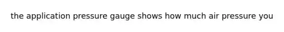 the application pressure gauge shows how much air pressure you