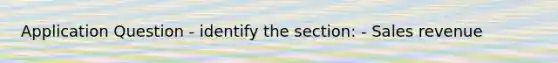 Application Question - identify the section: - Sales revenue