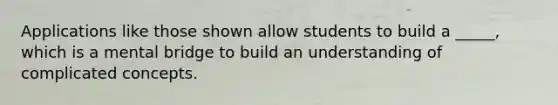 Applications like those shown allow students to build a _____, which is a mental bridge to build an understanding of complicated concepts.