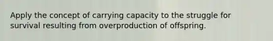 Apply the concept of carrying capacity to the struggle for survival resulting from overproduction of offspring.