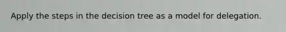 Apply the steps in the decision tree as a model for delegation.