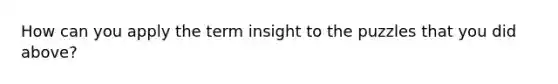 How can you apply the term insight to the puzzles that you did above?