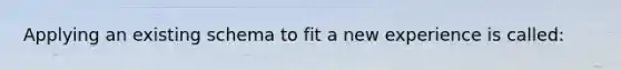 Applying an existing schema to fit a new experience is called: