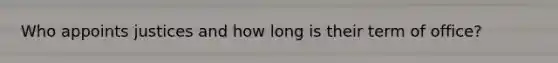 Who appoints justices and how long is their term of office?