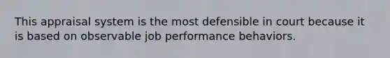 This appraisal system is the most defensible in court because it is based on observable job performance behaviors.