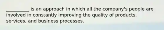 __________ is an approach in which all the company's people are involved in constantly improving the quality of products, services, and business processes.