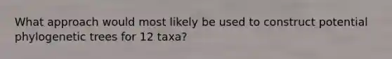 What approach would most likely be used to construct potential phylogenetic trees for 12 taxa?