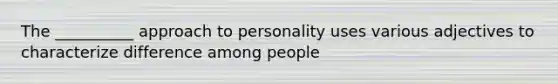 The __________ approach to personality uses various adjectives to characterize difference among people