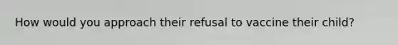 How would you approach their refusal to vaccine their child?