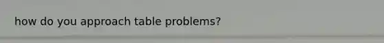 how do you approach table problems?