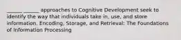 ______ ______ approaches to Cognitive Development seek to identify the way that individuals take in, use, and store information. Encoding, Storage, and Retrieval: The Foundations of Information Processing