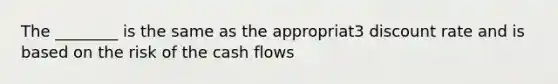 The ________ is the same as the appropriat3 discount rate and is based on the risk of the cash flows