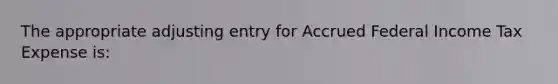 The appropriate adjusting entry for Accrued Federal Income Tax Expense is: