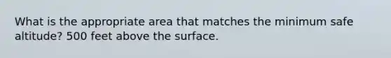 What is the appropriate area that matches the minimum safe altitude? 500 feet above the surface.