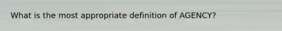 What is the most appropriate definition of AGENCY?