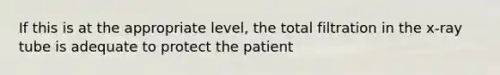 If this is at the appropriate level, the total filtration in the x-ray tube is adequate to protect the patient