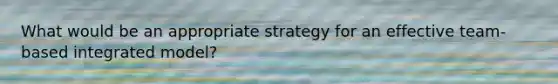 What would be an appropriate strategy for an effective team-based integrated model?