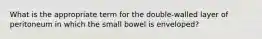 What is the appropriate term for the double-walled layer of peritoneum in which the small bowel is enveloped?