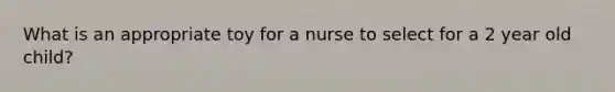 What is an appropriate toy for a nurse to select for a 2 year old child?