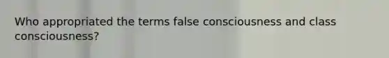 Who appropriated the terms false consciousness and class consciousness?