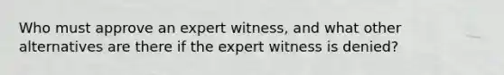 Who must approve an expert witness, and what other alternatives are there if the expert witness is denied?