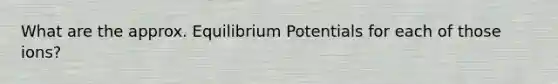 What are the approx. Equilibrium Potentials for each of those ions?