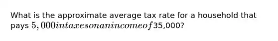 What is the approximate average tax rate for a household that pays 5,000 in taxes on an income of35,000?