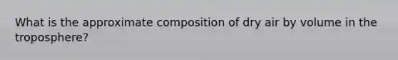 What is the approximate composition of dry air by volume in the troposphere?