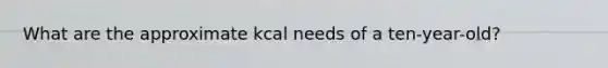 What are the approximate kcal needs of a ten-year-old?