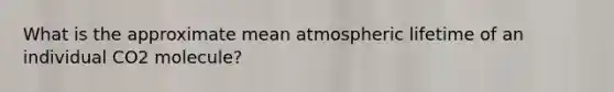 What is the approximate mean atmospheric lifetime of an individual CO2 molecule?