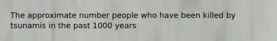 The approximate number people who have been killed by tsunamis in the past 1000 years