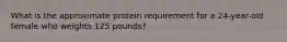 What is the approximate protein requirement for a 24-year-old female who weights 125 pounds?