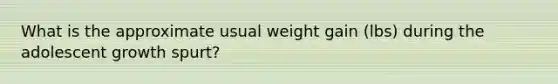 What is the approximate usual weight gain (lbs) during the adolescent growth spurt?