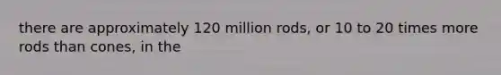 there are approximately 120 million rods, or 10 to 20 times more rods than cones, in the