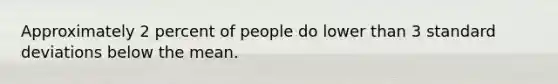 Approximately 2 percent of people do lower than 3 standard deviations below the mean.