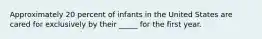 Approximately 20 percent of infants in the United States are cared for exclusively by their _____ for the first year.