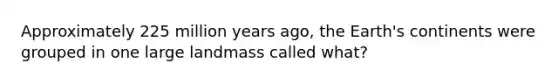 Approximately 225 million years ago, the Earth's continents were grouped in one large landmass called what?