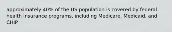 approximately 40% of the US population is covered by federal health insurance programs, including Medicare, Medicaid, and CHIP