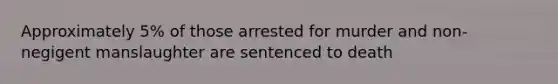 Approximately 5% of those arrested for murder and non-negigent manslaughter are sentenced to death