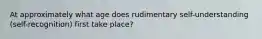 At approximately what age does rudimentary self-understanding (self-recognition) first take place?