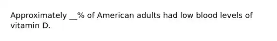 Approximately __% of American adults had low blood levels of vitamin D.