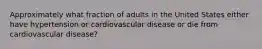 Approximately what fraction of adults in the United States either have hypertension or cardiovascular disease or die from cardiovascular disease?