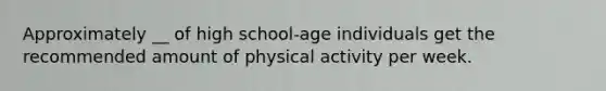 Approximately __ of high school-age individuals get the recommended amount of physical activity per week.