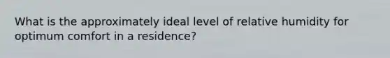 What is the approximately ideal level of relative humidity for optimum comfort in a residence?