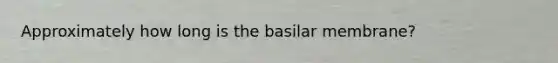 Approximately how long is the basilar membrane?