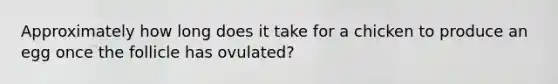 Approximately how long does it take for a chicken to produce an egg once the follicle has ovulated?