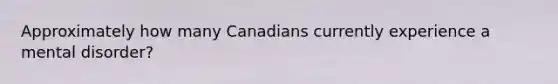 Approximately how many Canadians currently experience a mental disorder?