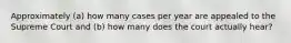 Approximately (a) how many cases per year are appealed to the Supreme Court and (b) how many does the court actually hear?