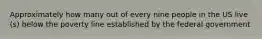 Approximately how many out of every nine people in the US live (s) below the poverty line established by the federal government