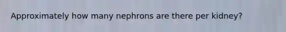 Approximately how many nephrons are there per kidney?